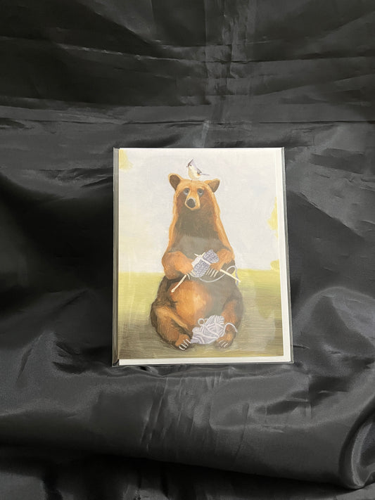 Bear Knitting - Blank Notecard